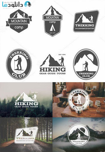 6 Trekking Adventure Badges دانلود مجموعه آیکون Trekking Adventure Badges icons 