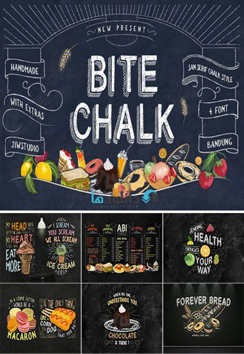 BiteChalk Typeface + extras دانلود مجموعه فونت انگلیسی BiteChalk Font Family 