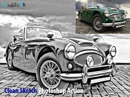 Clean Sketch Photoshop Action  دانلود اکشن فتوشاپ تبدیل تصاویر به طرح اولیه نقاشی   Clean Sketch Photoshop Action 