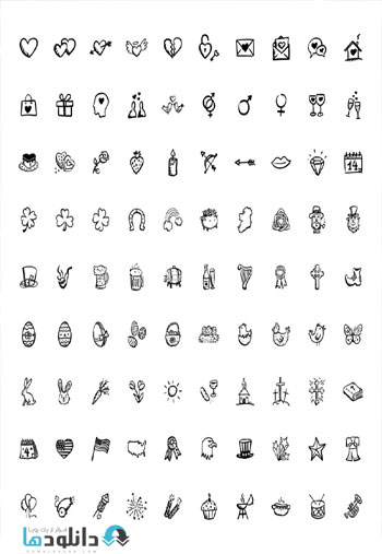 GraphicRiver.90.Hand.Drawn. دانلود تصاویر آیکون های GraphicRiver 90 Hand Drawn Holiday Icons 