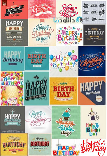 Happy Birthday Template Des دانلود تصاویر وکتور Happy Birthday Template Design