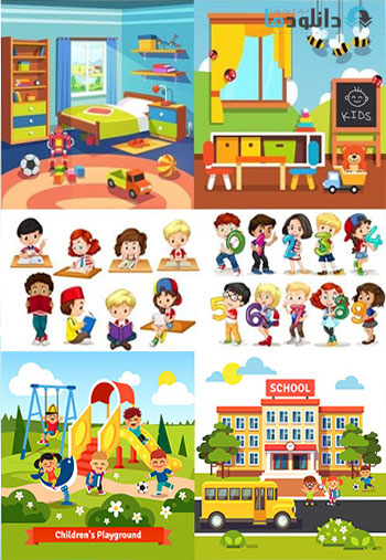 Learning Children Vector دانلود تصاویر وکتور Learning Children Vector