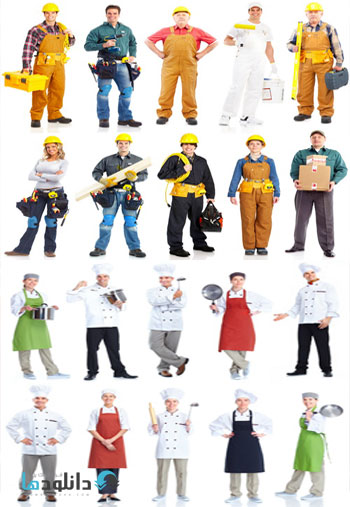 jobs picture دانلود مجموعه تصاویر باکیفیت از مردم با مشاغل مختلف – People Various Professions On White Background 