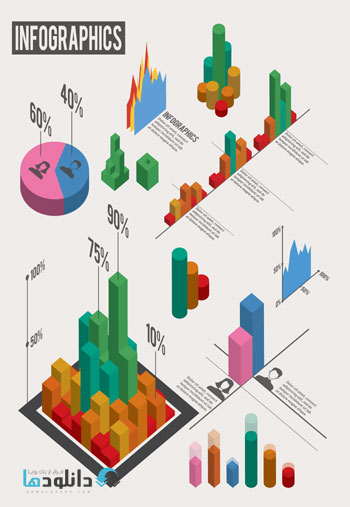 shutterstock 190237550 دانلود تصاویر وکتور Stock Vectors 3D Infographic Chart 