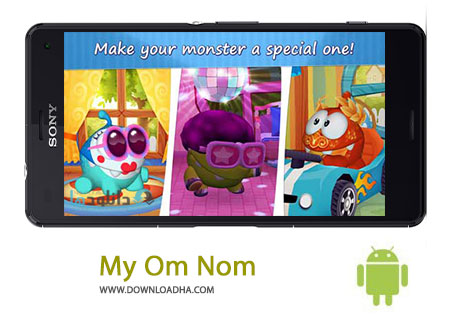 My Om Nom Cover%28Downloadha.com%29 دانلود بازی کودکانه و زیبای پرورش هیولای سبز My Om Nom v1.5.0 برای اندروید