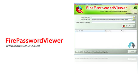 FirePasswordViewer Cover%28Downloadha.com%29 دانلود نرم افزار مدیریت پسوورد فایرفاکس Firefox Password Viewer v6.5