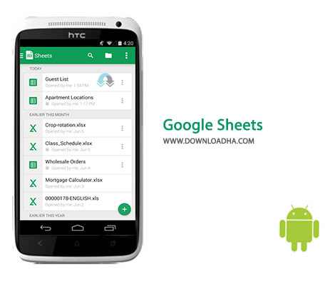 Google Sheets Cover(Downloadha.com) دانلود نرم افزار مدیریت صفحات گسترده گوگل Google Sheets 1.6.312.08 اندروید