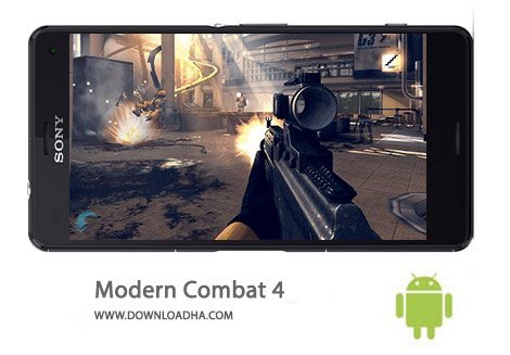 Modern Combat 4 Cover%28Downloadha.com%29 دانلود بازی اکشن و مهیج مدرن کومبات Modern Combat 4: Zero Hour 1.2.0f برای اندروید