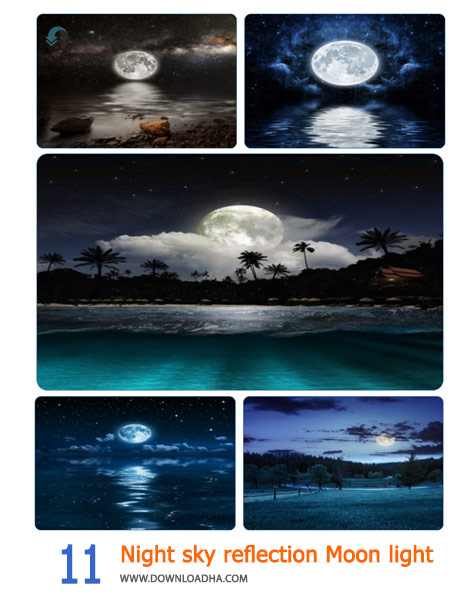 11 Night sky reflection Moon light Cover%28Downloadha.com%29 دانلود مجموعه 11 والپیپر شب مهتابی