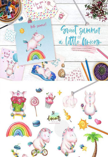 Sweet-Summer-of-a-Little-Unicorn-set
