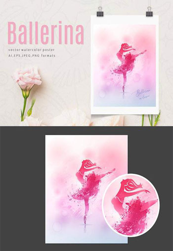 Watercolor-poster-Ballerina