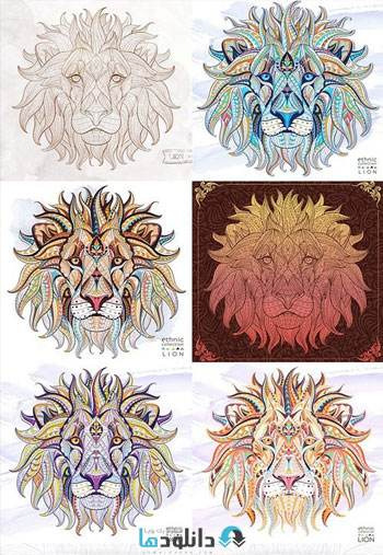 Patterned-head-of-the-lion-on-the-grunge