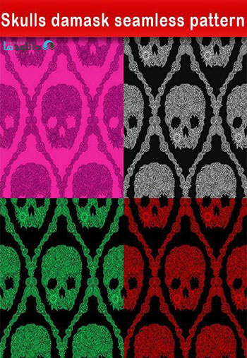 Skulls-damask-seamless-pattern